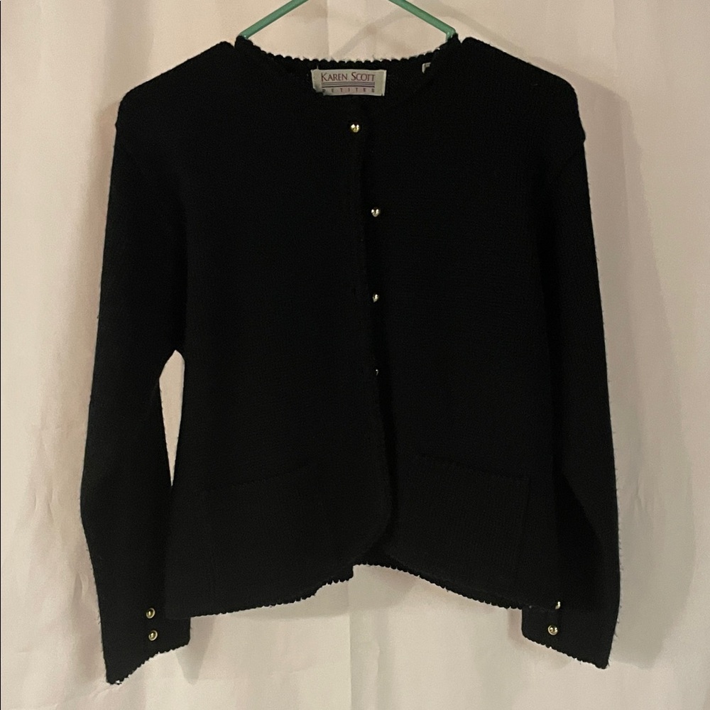 Karen Scott Women's Black Button-Up Cardigan